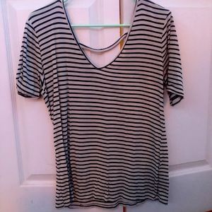 v neck shirt, with cut out back